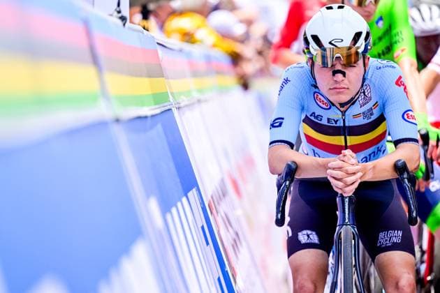 Belgian Jarno Widar pictured at the start of the u23 men road race (164,6 km) at the cycling road World Championships in Kigali, Rwanda, Friday 26 September 2025. The 2025 UCI Road World Championships take place from 21 to 28 September in Kigali, Rwanda. DIRKxWAEM  x135314812x