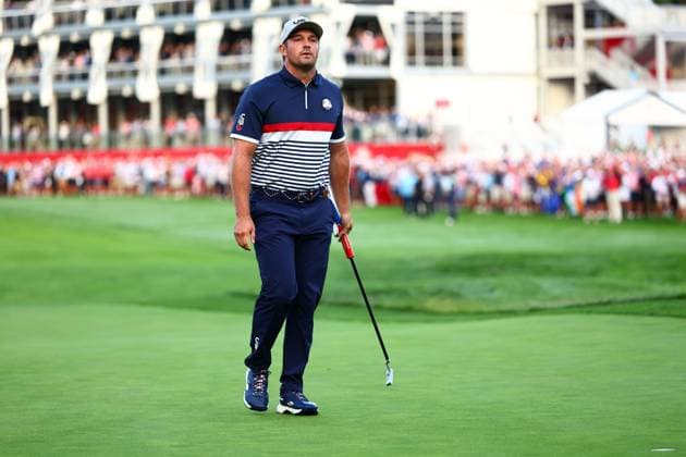Bryson DeChambeau of Team USA celebrates a birrdie on the first hole 2025 Ryder Cup, Day One, Morning Foursomes, Golf, Bethpage Black Golf Course, New York, USA - 26 Sep 2025New York Bethpage Black Golf Course New York (NY) United States of America EDITORIAL USE ONLY No use with unauthorised audio, video, data, fixture lists, club league logos or live services. Online in-match use limited to 120 images, no video emulation. No use in betting, games or single club league player publications. Copyright: xJamesxMarsh Shutterstockx 15500199aa