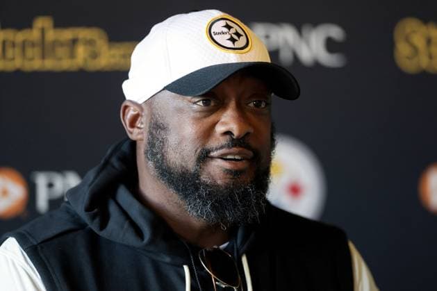 Pittsburgh Steelers press conference, PK, Pressekonferenz Carton House, Kildare 26 9 2025 Head Coach Mike Tomlin Mike Tomlin 26 9 2025  Copyright: x INPHO LaszloxGeczox LG_001376