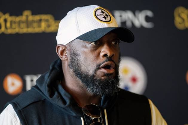 Pittsburgh Steelers press conference, PK, Pressekonferenz Carton House, Kildare 26 9 2025 Head Coach Mike Tomlin Mike Tomlin 26 9 2025  Copyright: x INPHO LaszloxGeczox LG_001818