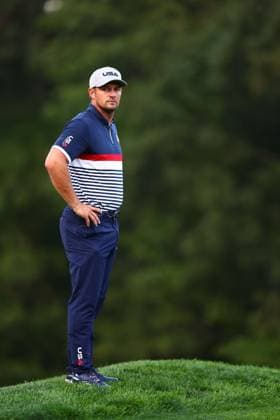 Bryson DeChambeau of Team USA 2025 Ryder Cup, Day One, Morning Foursomes, Golf, Bethpage Black Golf Course, New York, USA - 26 Sep 2025New York Bethpage Black Golf Course New York (NY) United States of America EDITORIAL USE ONLY No use with unauthorised audio, video, data, fixture lists, club league logos or live services. Online in-match use limited to 120 images, no video emulation. No use in betting, games or single club league player publications. Copyright: xJamesxMarsh Shutterstockx 15500199az