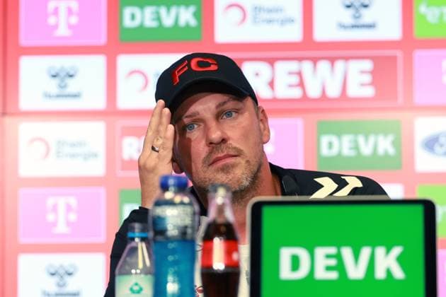 1. FC Köln 1. FC Köln, Pressekonferenz zum Heimspiel gegen den VFB Stuttgart, Lukas Kwasniok (1. FC Köln). 26.09.2025, Bild: