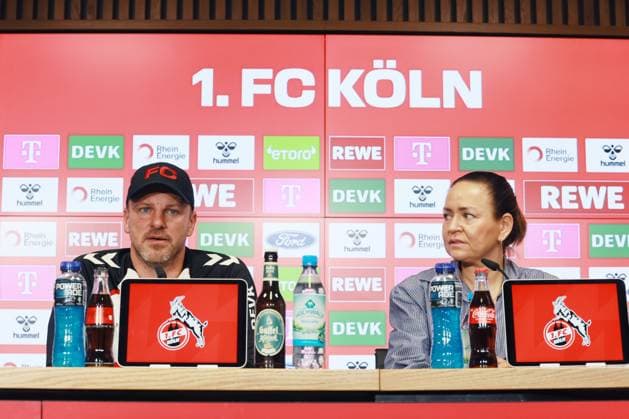 1. FC Köln 1. FC Köln, Pressekonferenz zum Heimspiel gegen den VFB Stuttgart, von links: Lukas Kwasniok, Lil Zercher (1. FC Köln). 26.09.2025, Bild: