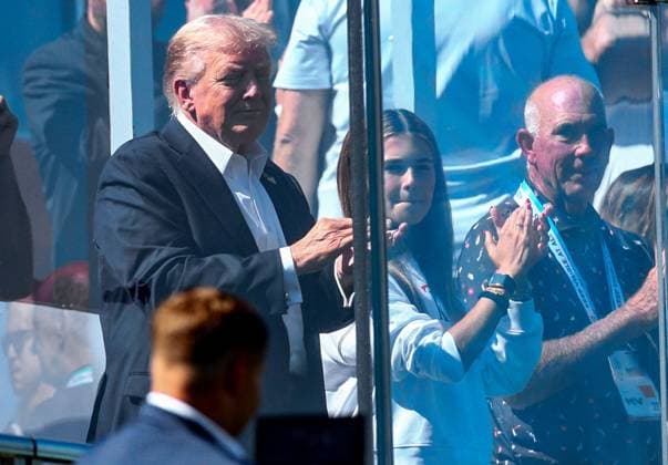 President Donald Trump and granddaughter Kai Trump 2025 Ryder Cup, Day One, Afternoon Four-Balls, Golf, Bethpage Black Golf Course, New York, USA - 26 Sep 2025New York Bethpage Black Golf Course New York (NY) United States of America EDITORIAL USE ONLY No use with unauthorised audio, video, data, fixture lists, club league logos or live services. Online in-match use limited to 120 images, no video emulation. No use in betting, games or single club league player publications. Copyright: xJamesxMarsh Shutterstockx 15500200av