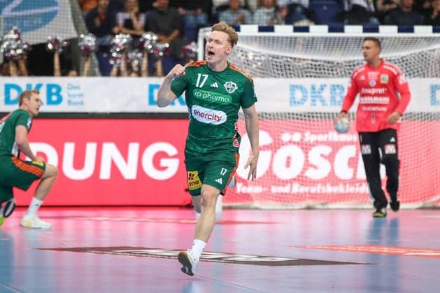 26.09.2025, xgox, Handball - Daikin HBL, TSV Hannover-Burgdorf - HC Erlangen emspor, v.l. August Baskar Pedersen (Hannover, 17) Jubel, Torjubel, jubelt ueber das Tor, celebrate the goal, celebration Hannover