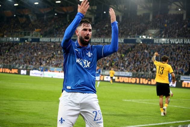 26.09.2025, xpfrx, Fussball 2.Bundesliga, SV Darmstadt 98 - Dynamo Dresden v.l. Marco Richter (SV Darmstadt 98) (DFL DFB REGULATIONS PROHIBIT ANY USE OF PHOTOGRAPHS as IMAGE SEQUENCES and or QUASI-VIDEO) Darmstadt