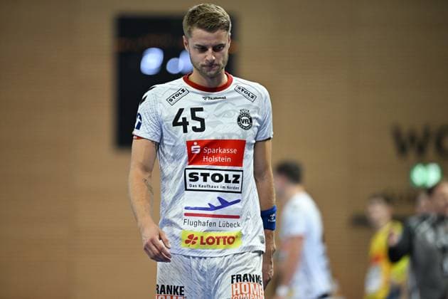 Jan-Eric Speckmann (VfL Luebeck Schwartau, 45) HC Elbflorenz 2006 vs. VfL Luebeck Schwartau, 2. Handball Bundesliga Herren, Spielzeit 2025 2026, 26.09.2025 HC Elbflorenz 2006 vs. VfL Luebeck Schwartau, 2. Handball Bundesliga Herren, Spielzeit 2025 2026, 26.09.2025 Dresden Copyright: xEibner-Pressefoto xHoepnerx EP_PHR