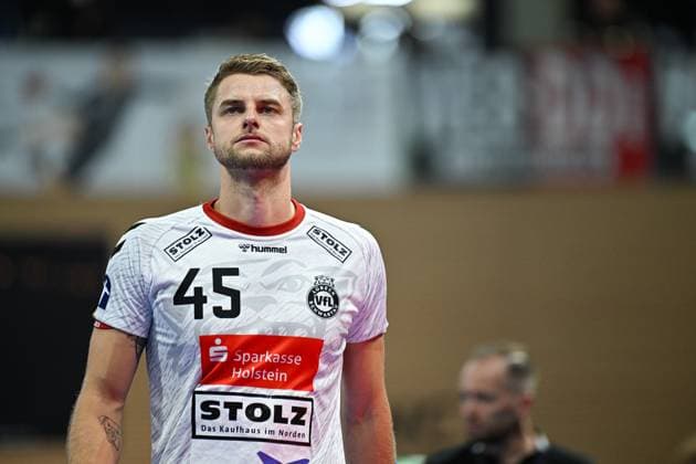 Jan-Eric Speckmann (VfL Luebeck Schwartau, 45) HC Elbflorenz 2006 vs. VfL Luebeck Schwartau, 2. Handball Bundesliga Herren, Spielzeit 2025 2026, 26.09.2025 HC Elbflorenz 2006 vs. VfL Luebeck Schwartau, 2. Handball Bundesliga Herren, Spielzeit 2025 2026, 26.09.2025 Dresden Copyright: xEibner-Pressefoto xHoepnerx EP_PHR