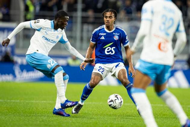 FOOTBALL: Ligue 1 Racing Strasbourg vs Marseille. 26 09 2025 STADE DE LA MEINAU GuÃ la DouÃ 22 (RCS)  Copyright: xelyxandroxcegarrax
