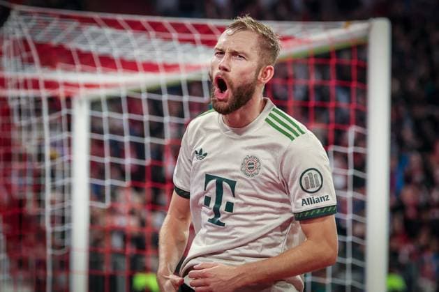 Jubel bei Konrad Laimer 27 (FC Bayern Muenchen) nach seinem Tor zum 4:0, FC Bayern Muenchen vs. SV Werder Bremen, DFL, Bundesliga, Saison 2025 2026, Allianz Arena, Hinrunde, 5. Spieltag, 26.09.2025 DFB regulations prohibit any use of photographs as image sequences and or quasi-video Muenchen Bayern Deutschland