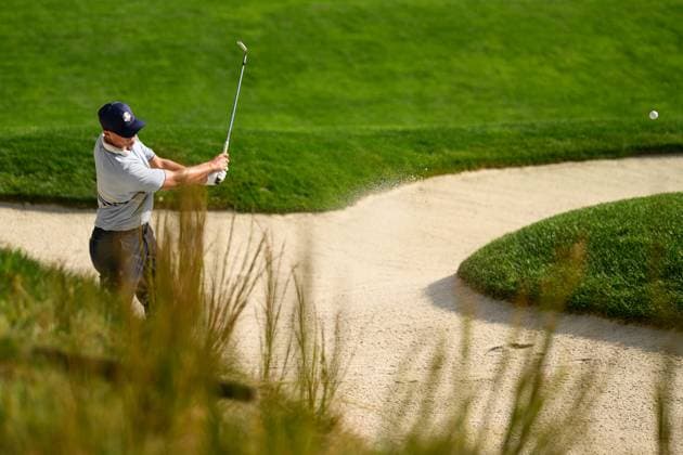 250926 Ludvig Aberg of Team Europe during a foursome match on day 1 of the Ryder Cup on September 26, 2025 in New York. Photo: Jesper Zerman BILDBYRAN kod JZ JZ0617 golf ryder cup day 1 bbeng Copyright: JESPERxZERMAN BB250926JZ047