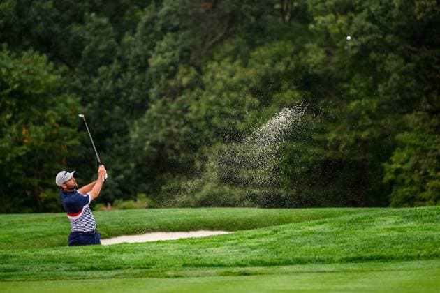 250926 Scottie Scheffler of Team USA during a foursome match on day 1 of the Ryder Cup on September 26, 2025 in New York. Photo: Jesper Zerman BILDBYRAN kod JZ JZ0617 golf ryder cup day 1 bbeng Copyright: JESPERxZERMAN BB250926JZ081