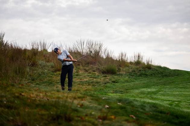 250926 Ludvig Aberg of Team Europe during a foursome match on day 1 of the Ryder Cup on September 26, 2025 in New York. Photo: Jesper Zerman BILDBYRAN kod JZ JZ0617 golf ryder cup day 1 bbeng Copyright: JESPERxZERMAN BB250926JZ084