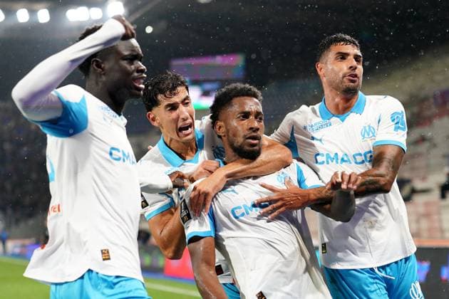 RC Strasbourg Alsace v Olympique de Marseille - Ligue 1 McDonald s 2025 2026 34 Robinio VAZ (om) - 21 Nayef AGUERD (om) - 62 Amir MURILLO (om) - 33 EMERSON Palmieri dos Santos (om) during the Ligue 1 McDonald s match between Strasbourg and Marseille at Stade de la Meinau on September 26, 2025 in Strasbourg, France. Strasbourg France  Copyright: xFEPx 776348145
