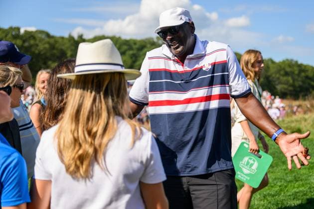 250926 Michael Jordan on day 1 of the Ryder Cup on September 26, 2025 in New York. Photo: Jesper Zerman BILDBYRAN kod JZ JZ0617 golf ryder cup day 1 bbeng Copyright: JESPERxZERMAN BB250926JZ137