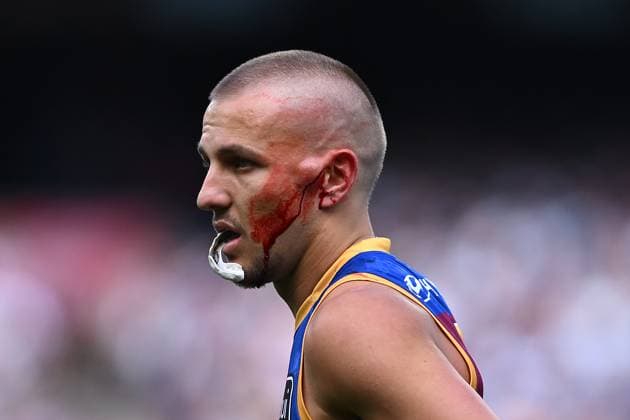 2025 AFL GRAND FINAL, Kai Lohmann of the Lions during the AFL Grand Final between the Geelong Cats and the Brisbane Lions at the Melbourne Cricket Ground in Melbourne, Saturday, September 27, 2025. ( NO ARCHIVING, EDITORIAL USE ONLY MELBOURNE VICTORIA AUSTRALIA  Copyright: xJAMESxROSSx 20250927128130786717