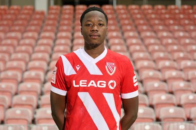 King Manu; FC Energie Cottbus; 3.Liga, Porträttermin 2025 2026 Fussball 3. Liga 2025 2026 Offizieller Portraitermin FC Energie Cottbus