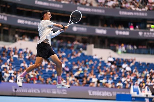 BEIJING, CHINA - SEPTEMBER 27: Terence Atmane of France competes in the Men s Singles Round of 16 match against Jannik Sinner of Italy on day 6 of the 2025 China Open at National Tennis Center on September 27, 2025 in Beijing, China.  Copyright: xVCGx 111593515316