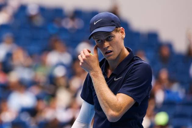 BEIJING, CHINA - SEPTEMBER 27: Jannik Sinner of Italy reacts in the Men s Singles Round of 16 match against Terence Atmane of France on day 6 of the 2025 China Open at National Tennis Center on September 27, 2025 in Beijing, China.  Copyright: xVCGx 111593515345
