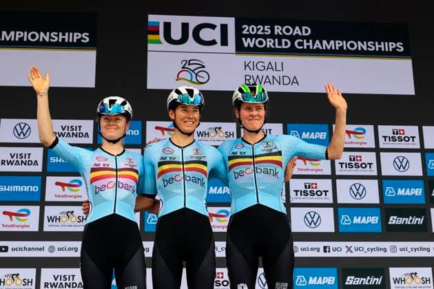 2025 UCI Road World Championships Kigali Rwanda 2025 UCI Road World Championships Kigali Rwanda - Women Elite Road Race - Kigali - Kigali 164,6 km - 27 09 2025 - Vanpachtenbeke (Belgium) - Marieke Meert (Belgium) - Julie Van De Velde (Belgium) - photo Luca Bettini SprintCyclingAgency 2025 Kigali Rwanda  Copyright: xLucaxBettinix xSprintcyclingagencyx