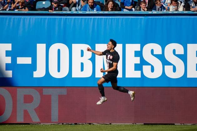 Sport Bilder des Tages Torjubel 0:1 Torschütze Emre Aytun (Havelse) ; GER, FC Hansa Rostock vs. TSV Havelse, Fußball, Männer, 3. Liga, 08.Spieltag, Spielzeit 2025 2026, 27.09.2025 Rostock Ostseestadion Mecklenburg - Vorpommern Deutschland