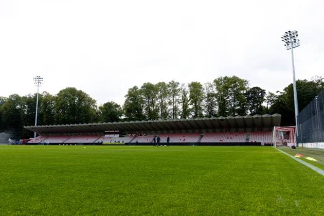 27.09.2025, xkwix, Fußball, Regionalliga West, 1. FC Köln U23 - FC Gütersloh, Geißbockheim Franz-Kremer-Stadion: Leere Stadiontribüne NRW Deutschland