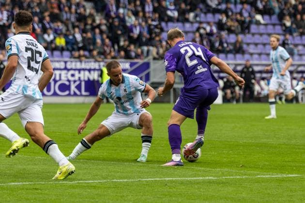 GER, 3. Liga, FC Erzgebirge Aue - TSV 1860 München 27.09.2025, eins Erzgebirgsstation, Aue, GER, 3. Liga, FC Erzgebirge Aue - TSV 1860 München Jannic Ehlers (FC Erzgebirge Aue 24) Â Foto Alexander Trienitz nordphoto GmbH