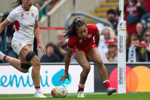 2025 Women s Rugby World Cup Final, Twickenham, London, England 27 9 2025 Canada vs England Canada™s Asia Hogan-Rochester scores the first try of the match Asia Hogan-Rochester scores the first try of the match 27 9 2025  Copyright: x INPHO BillyxSticklandx 0S2A2846a