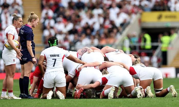 2025 Women s Rugby World Cup Final, Twickenham, London, England 27 9 2025 Canada vs England A view of a scrum A view of a scrum 27 9 2025  Copyright: x INPHO BillyxSticklandx 0S2A2887