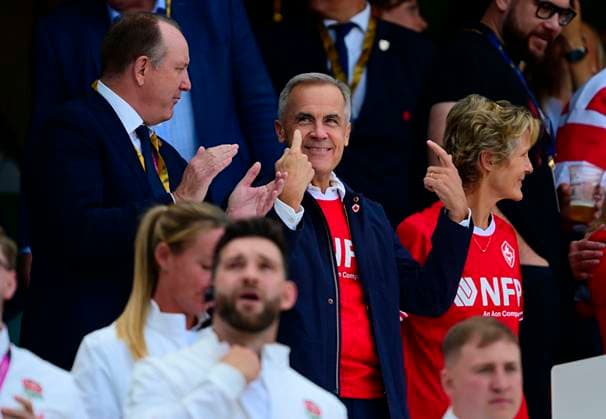 Canada v England, London, UK - 27 Sept 2025 The Right Honourable Mark Carney, Prime Minister of Canada looks on during the Women s Rugby World Cup 2025 Final match between Canada and England at Allianz Stadium, London, England United Kingdom on September 27, 2025. (Photo by Phil Mingo PPAUK) London Allianz Stadium GBR Copyright: xPhilxMingo PPAUKx PPA-218901