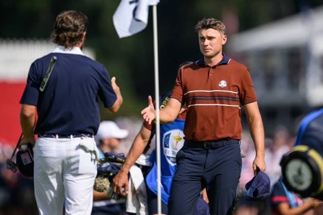250927 Ludvig Aberg of Team Europe after a foursome match on day 2 of The Ryder Cup on September 27, 2025 in New York. Photo: Jesper Zerman BILDBYRAN kod JZ JZ0618 golf ryder cup day 2 bbeng Copyright: JESPERxZERMAN BB250927JZ010