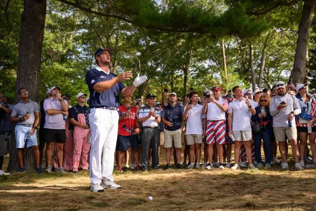 250927 Bryson DeChambeau of Team USA during a foursome match on day 2 of The Ryder Cup on September 27, 2025 in New York. Photo: Jesper Zerman BILDBYRAN kod JZ JZ0618 golf ryder cup day 2 bbeng Copyright: JESPERxZERMAN BB250927JZ026