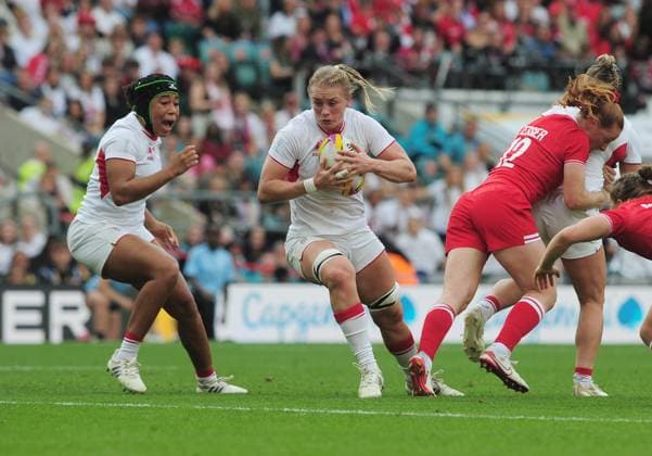 Rugby Union - Women™s Rugby World Cup - Final - Canada vs England - Allianz Stadium at Twickenham - Saturday 27th September 2025 Alex Matthews of England dives over to score her first half try COLORSPORT Andrew Cowie 