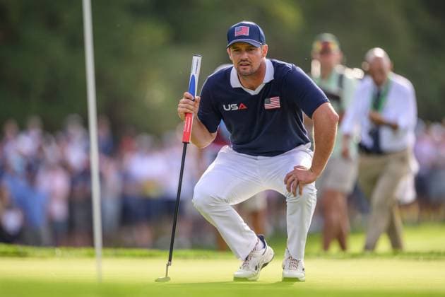 250927 Bryson DeChambeau of Team USA during a foursome match on day 2 of The Ryder Cup on September 27, 2025 in New York. Photo: Jesper Zerman BILDBYRAN kod JZ JZ0618 golf ryder cup day 2 bbeng Copyright: JESPERxZERMAN BB250927JZ058
