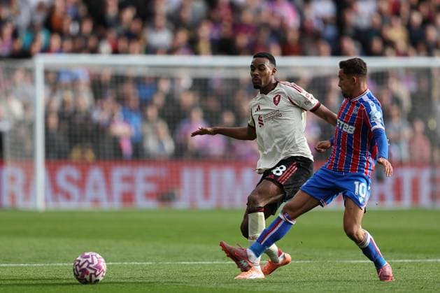 27th September 2025; Selhurst Park, Selhurst, London, England; Premier League Football, Crystal Palace versus Liverpool; Ryan Gravenberchv of Liverpool and Yeremi Pino of Crystal Palace  KatiexChan