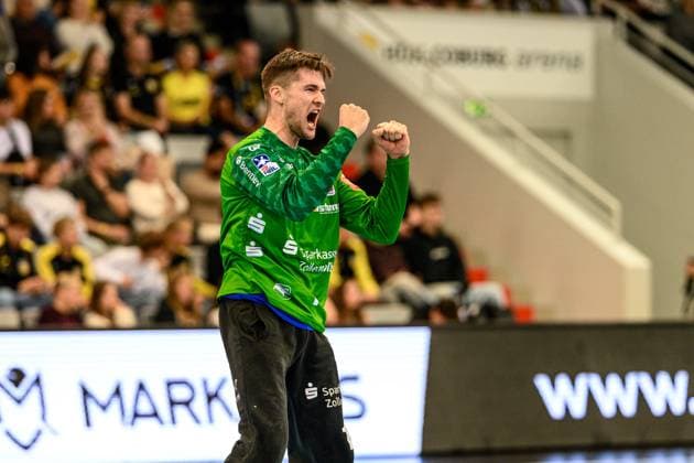 Kornecki, Mateusz (TW, HBW Balingen-Weilstetten, 1) GER, Bayern, HSC 2000 Coburg gegen HBW Balingen-Weilstetten, 2. Handball Bundesliga, Handball, 5.Spieltag, Saison 2025 2026, 19.30 Uhr, Samstag, 27.09.2025 GER, Bayern, HSC 2000 Coburg gegen HBW Balingen-Weilstetten, 2. Handball Bundesliga, Handball, 5.Spieltag, Saison 2025 2026, 19.30 Uhr, Samstag, 27.09.2025 Coburg Copyright: xEibner-Pressefoto MartinxHerbstx EP_MHT