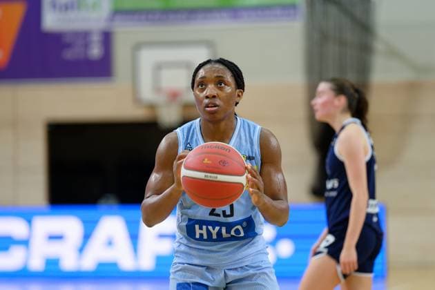 Martha Burse (Saarluis, 25) Syntainics MBC vs. Saarlouis Royals, Basketball, Damen, Bundesliga, Saison 2025 2026, 1. Spieltag, 27.09.2025. Halle SWH Arena Sachsen-Anhalt Deutschland