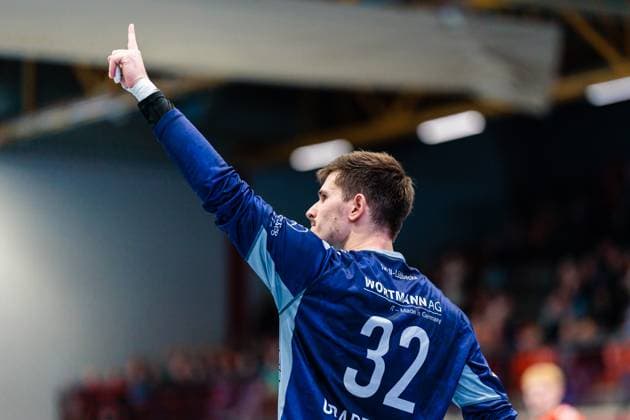 Leon Grabenstein (TuS N-Luebbecke, 32) jubelt freut sich GER, TuS N-Luebbecke vs. 1. VfL Potsdam, Handball, 2. Bundesliga, 5. Spieltag, Spielzeit 2025 2026, 27.09.2025 GER, TuS N-Luebbecke vs. 1. VfL Potsdam, Handball, 2. Bundesliga, 5. Spieltag, Spielzeit 2025 2026, 27.09.2025 Luebbecke Copyright: xEibner-Pressefoto JanxRollingerx EP_JSK