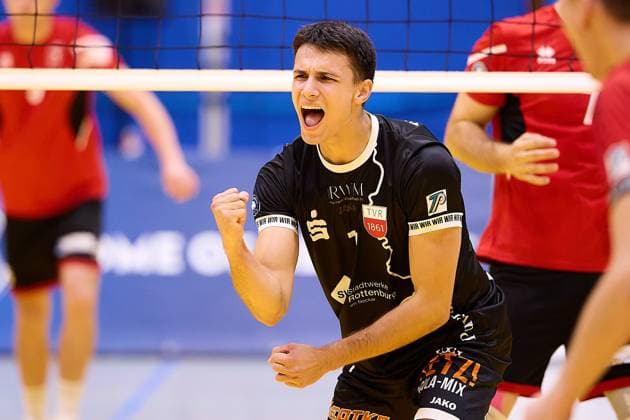 Freude, Jubel, geballte Faust Milan Kvrzic (TV Rottenburg, 07) GER, TuS Kriftel vs. TV Rottenburg,Volleyball, 2. Bundesliga Sued, 3. Spieltag, Spielzeit 2025 2026, 27.09.2025 GER, TuS Kriftel vs. TV Rottenburg,Volleyball, 2. Bundesliga Sued, 3. Spieltag, Spielzeit 2025 2026, 27.09.2025 Kriftel Copyright: xEibner-Pressefoto GeraldxOelze-dexStoppanyx EP_ODS