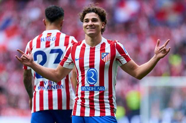 Julian Alvarez of Atletico de Madrid celebrates his goal during the La Liga EA match between Atletico de Madrid and Real Madrid CF, on September 27, 2025. - 27 09 2025 - Spain Madrid Madrid -  LGMx xLexPictorium LePictorium_0315613
