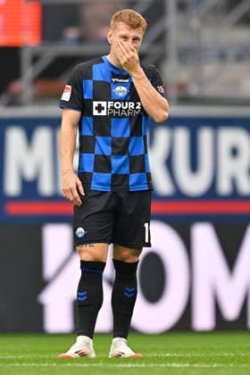 Paderborn, Home Deluxe Arena, 27.09.25, GER, Herren, 2.Bundesliga, Saison 2025-2026, SC Paderborn 07 - 1.FC Kaiserslautern Bild: Laurin CURDA (Paderborn) DFL regulations prohibit any use of photographs as image sequences and or quasi-video. NRW Deutschland
