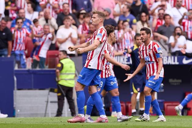 September 27, 2025, Madrid, Spain: Alexander Sorlot of Atletico Madrid celebrates a goal during the 2025 2026 La Liga EA Sports week 7 football match between Atletico Madrid and Real Madrid CF at Riyadh Air Metropolitano Stadium. Final score: Atletico Madrid 5:2 Real Madrid CF Madrid Spain - ZUMAs197 20250927_aaa_s197_186 Copyright: xFedericoxTitonex