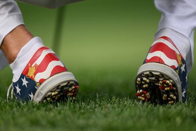 250927 Justin Thomas™ shoes during a fourball match on day 2 of The Ryder Cup on September 27, 2025 in New York. Photo: Jesper Zerman BILDBYRAN kod JZ JZ0618 golf ryder cup day 2 bbeng genre golfskor Copyright: JESPERxZERMAN BB250927JZ107