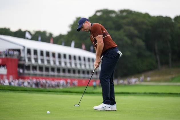 250927 Rory McIlroy of Team Europe during a fourball match on day 2 of The Ryder Cup on September 27, 2025 in New York. Photo: Jesper Zerman BILDBYRAN kod JZ JZ0618 golf ryder cup day 2 bbeng Copyright: JESPERxZERMAN BB250927JZ117
