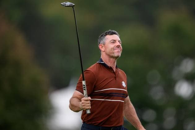 250927 Rory McIlroy of Team Europe celebrates during a fourball match on day 2 of The Ryder Cup on September 27, 2025 in New York. Photo: Jesper Zerman BILDBYRAN kod JZ JZ0618 golf ryder cup day 2 bbeng jubel Copyright: JESPERxZERMAN BB250927JZ119