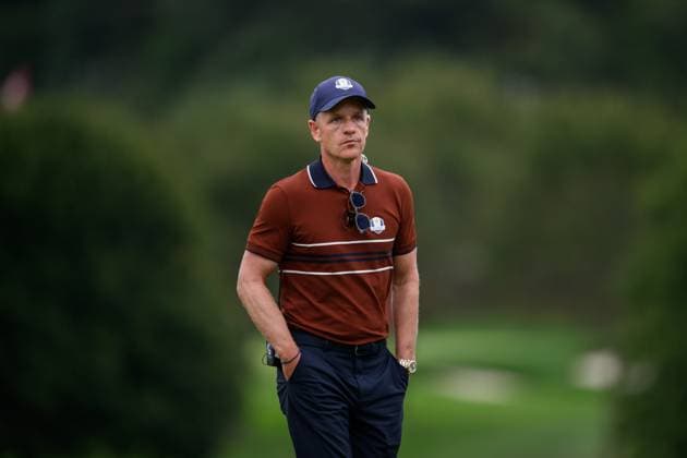 250927 Team Captain Luke Donald of Team Europe during a fourball match on day 2 of The Ryder Cup on September 27, 2025 in New York. Photo: Jesper Zerman BILDBYRAN kod JZ JZ0618 golf ryder cup day 2 bbeng Copyright: JESPERxZERMAN BB250927JZ126