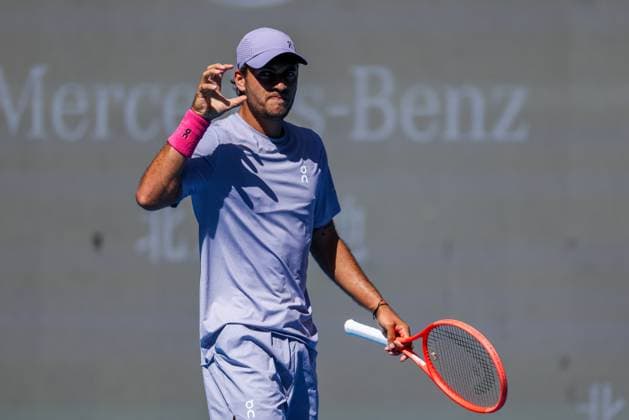 BEIJING, CHINA - SEPTEMBER 28: Flavio Cobolli of Italy reacts in the Men s Singles Round of 16 match against Learner Tien of the United States on day 7 of the 2025 China Open at National Tennis Center on September 28, 2025 in Beijing, China.  Copyright: xVCGx 111593672976