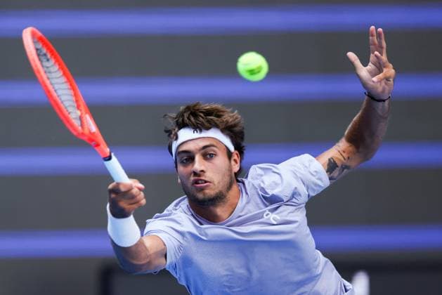 BEIJING, CHINA - SEPTEMBER 28: Flavio Cobolli of Italy returns a shot in the Men s Singles Round of 16 match against Learner Tien of the United States on day 7 of the 2025 China Open at National Tennis Center on September 28, 2025 in Beijing, China.  Copyright: xVCGx 111593671859