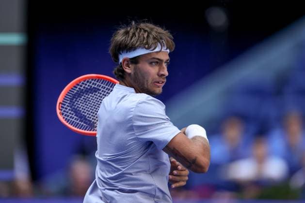 BEIJING, CHINA - SEPTEMBER 28: Flavio Cobolli of Italy reacts in the Men s Singles Round of 16 match against Learner Tien of the United States on day 7 of the 2025 China Open at National Tennis Center on September 28, 2025 in Beijing, China.  Copyright: xVCGx 111593669558