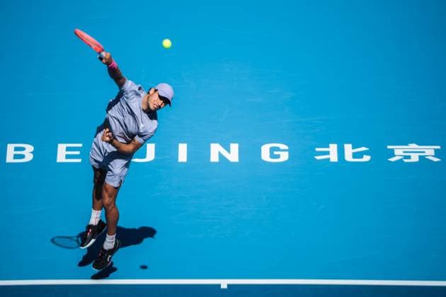 BEIJING, CHINA - SEPTEMBER 28: Flavio Cobolli of Italy returns a shot in the Men s Singles Round of 16 match against Learner Tien of the United States on day 7 of the 2025 China Open at National Tennis Center on September 28, 2025 in Beijing, China.  Copyright: xVCGx 111593680607